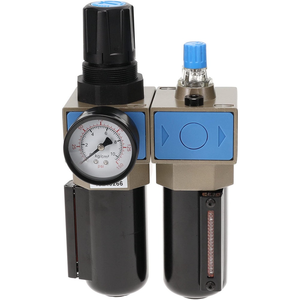 FRL Combination Unit: 3/8 NPT, Intermediate with Pressure Gauge