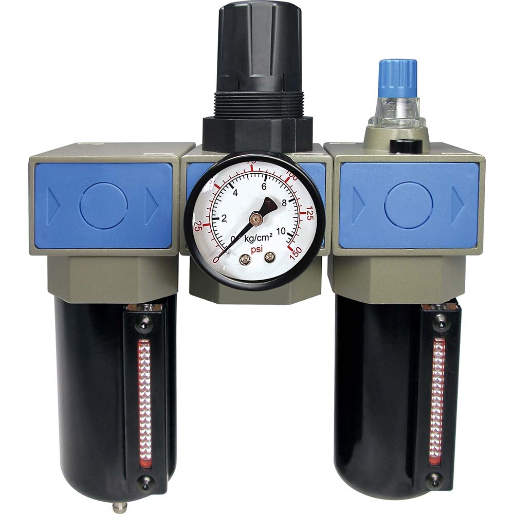 PRO-SOURCE UFRL-03NAL FRL Combination Unit: 3/8 NPT, Intermediate with Pressure Gauge Image