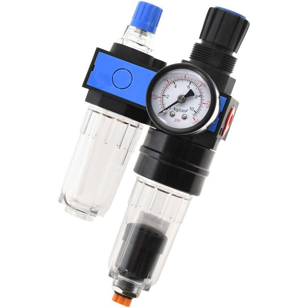 FRL Combination Unit: 1/4 NPT, Miniature with Pressure Gauge