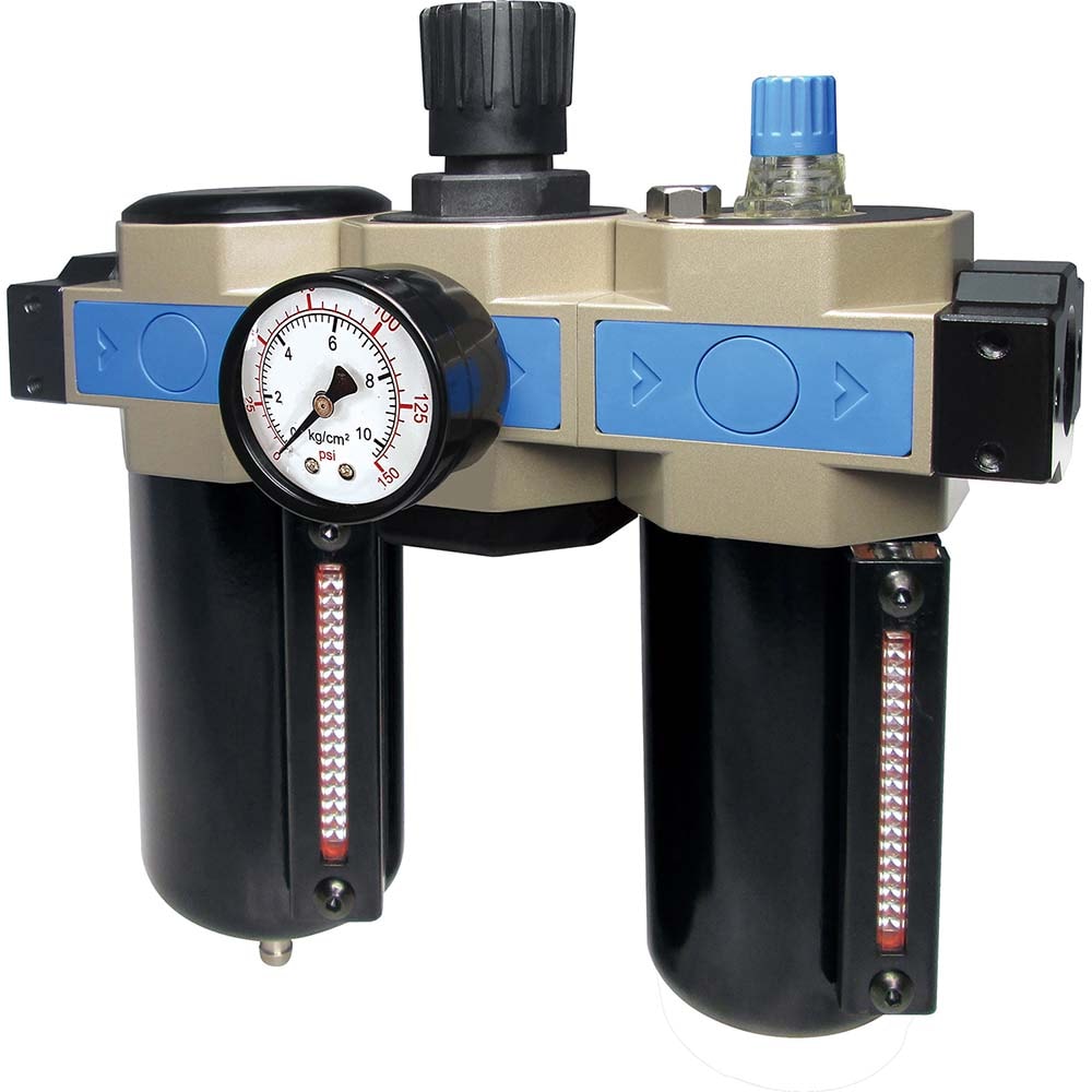 PRO-SOURCE UFRL-08NAL FRL Combination Unit: 1 NPT, Heavy-Duty with Pressure Gauge Image