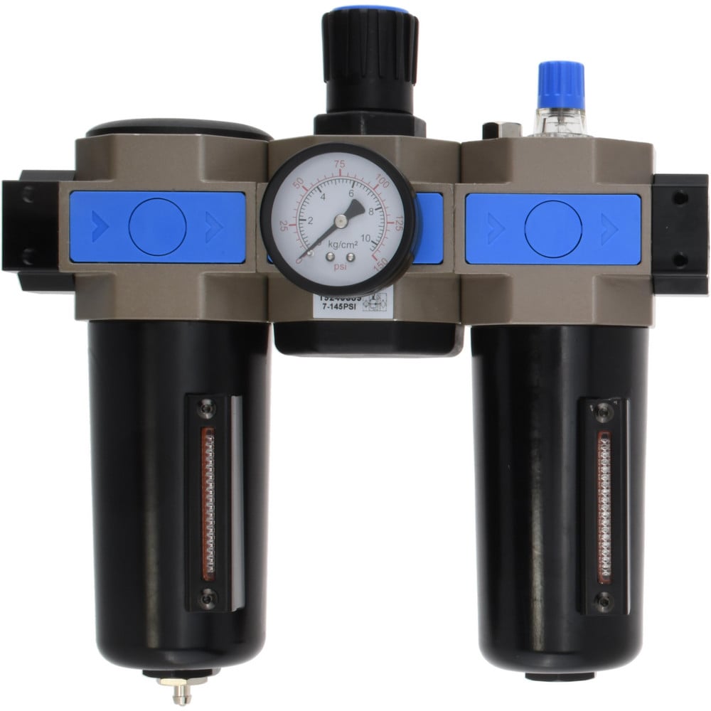 FRL Combination Unit: 1 NPT, Heavy-Duty with Pressure Gauge