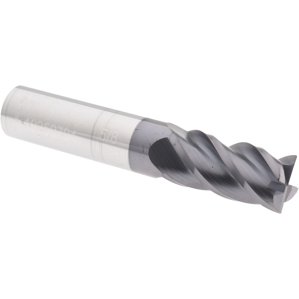 Corner Radius End Mill: 5/8" Dia, 1-1/4" LOC, 0.015" Radius, 4 Flutes, Solid Carbide