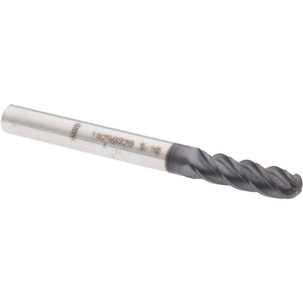 Accupro 14556470 Ball End Mill: 0.1875" Dia, 0.625" LOC, 4 Flute, Solid Carbide Image