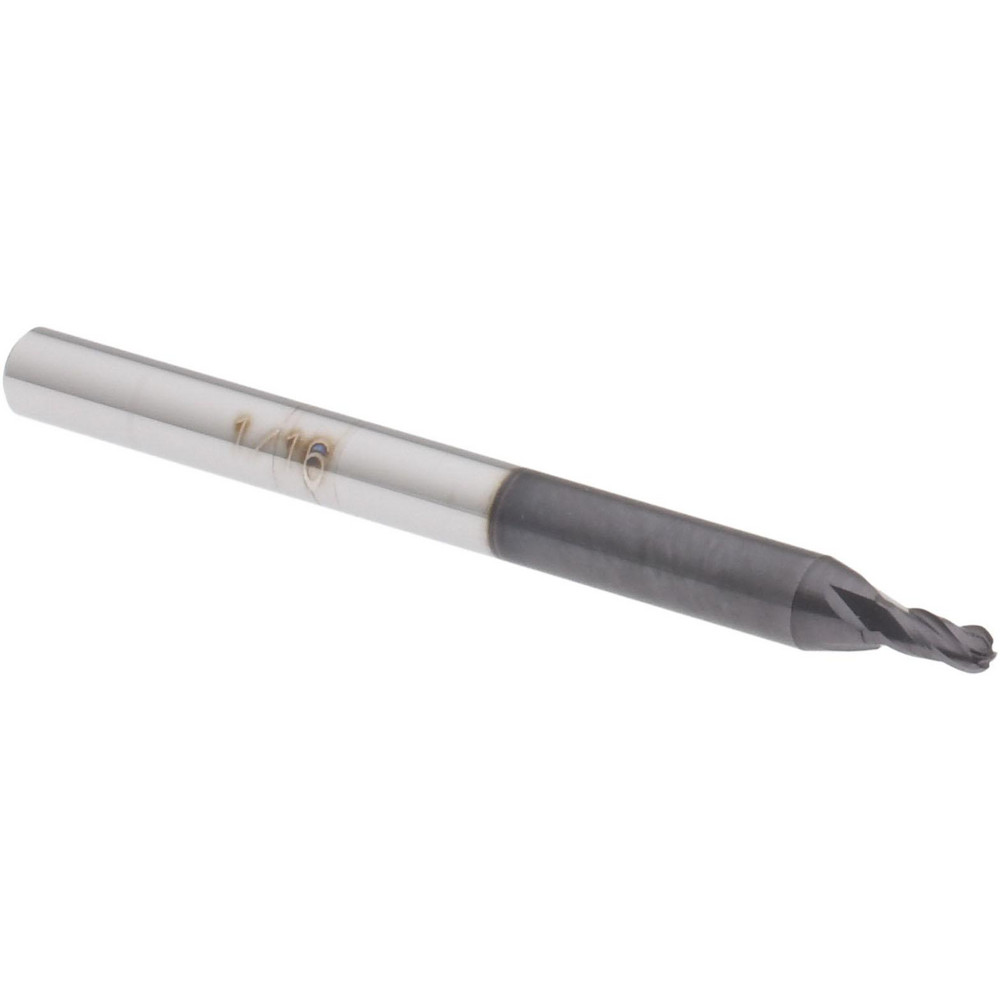 Accupro 14556464 Ball End Mill: 0.0625" Dia, 0.125" LOC, 4 Flute, Solid Carbide Image