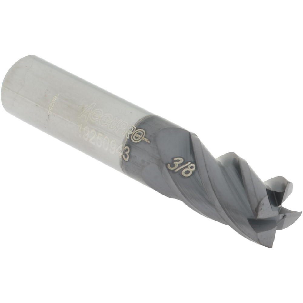 14505812 Square End Mill: 3/8 Dia, 5/8 LOC, 3/8 Shank Dia, 2 OAL, 4 Flutes, Solid Carbide  