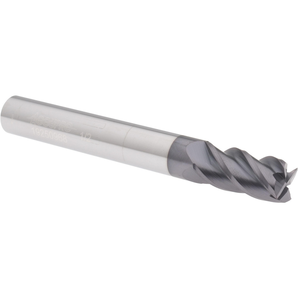14505816 Square End Mill: 1/2 Dia, 1 LOC, 1/2 Shank Dia, 4 OAL, 4 Flutes, Solid Carbide  