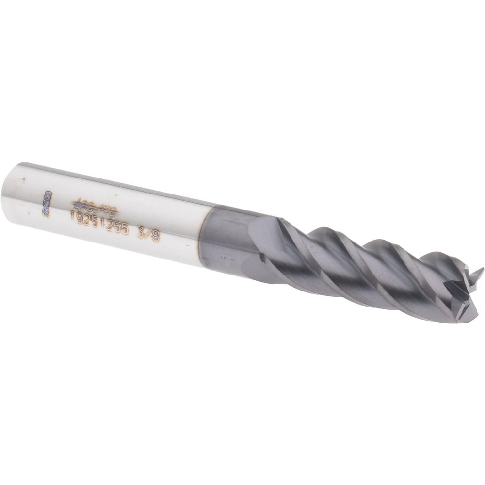 Accupro 14505814 Square End Mill: 3/8 Dia, 1-1/8 LOC, 3/8 Shank Dia, 3 OAL, 4 Flutes, Solid Carbide 