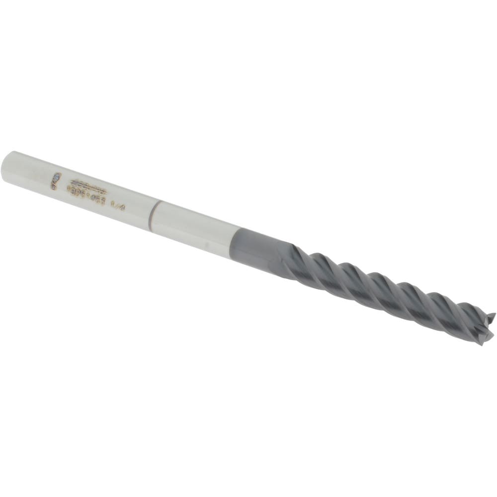 Accupro 14556392 Square End Mill: 1/4 Dia, 1-1/2 LOC, 1/4 Shank Dia, 4 OAL, 4 Flutes, Solid Carbide 