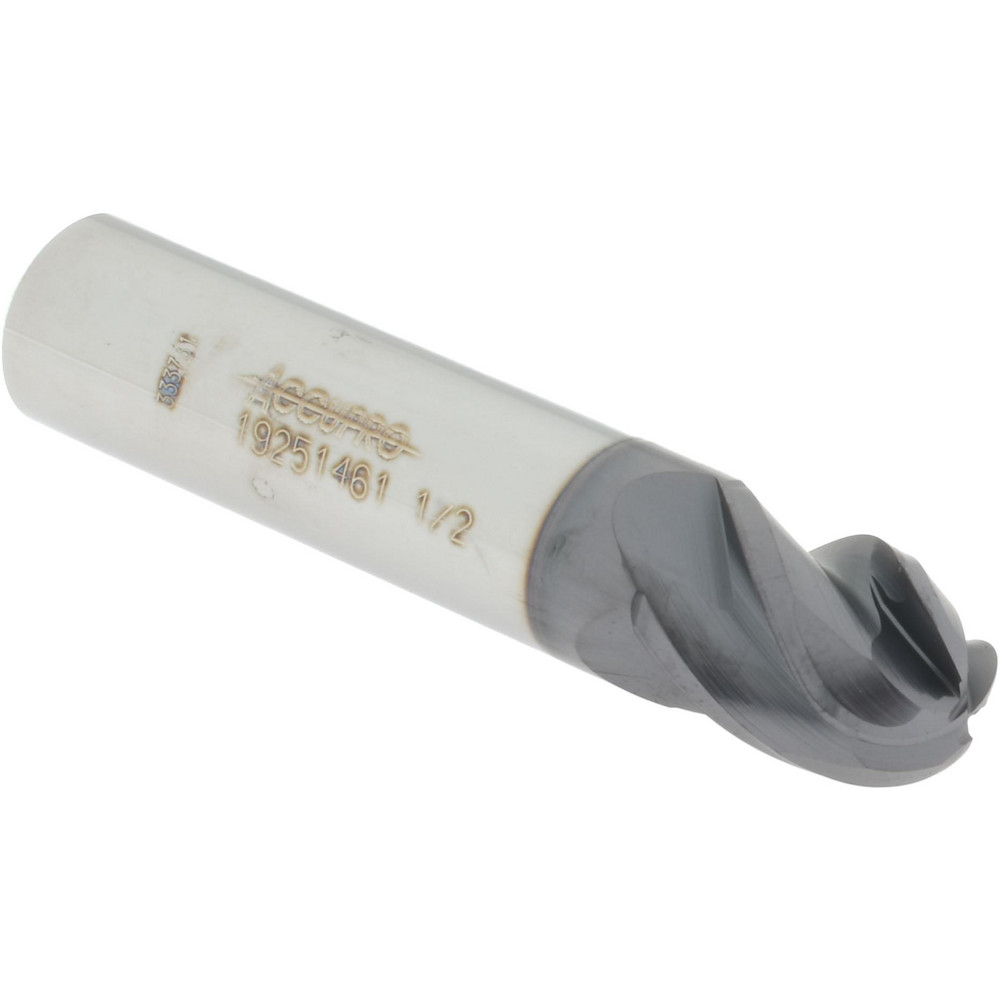 14556481 Ball End Mill: 0.5000" Dia, 0.6250" LOC, 4 Flute, Solid Carbide  