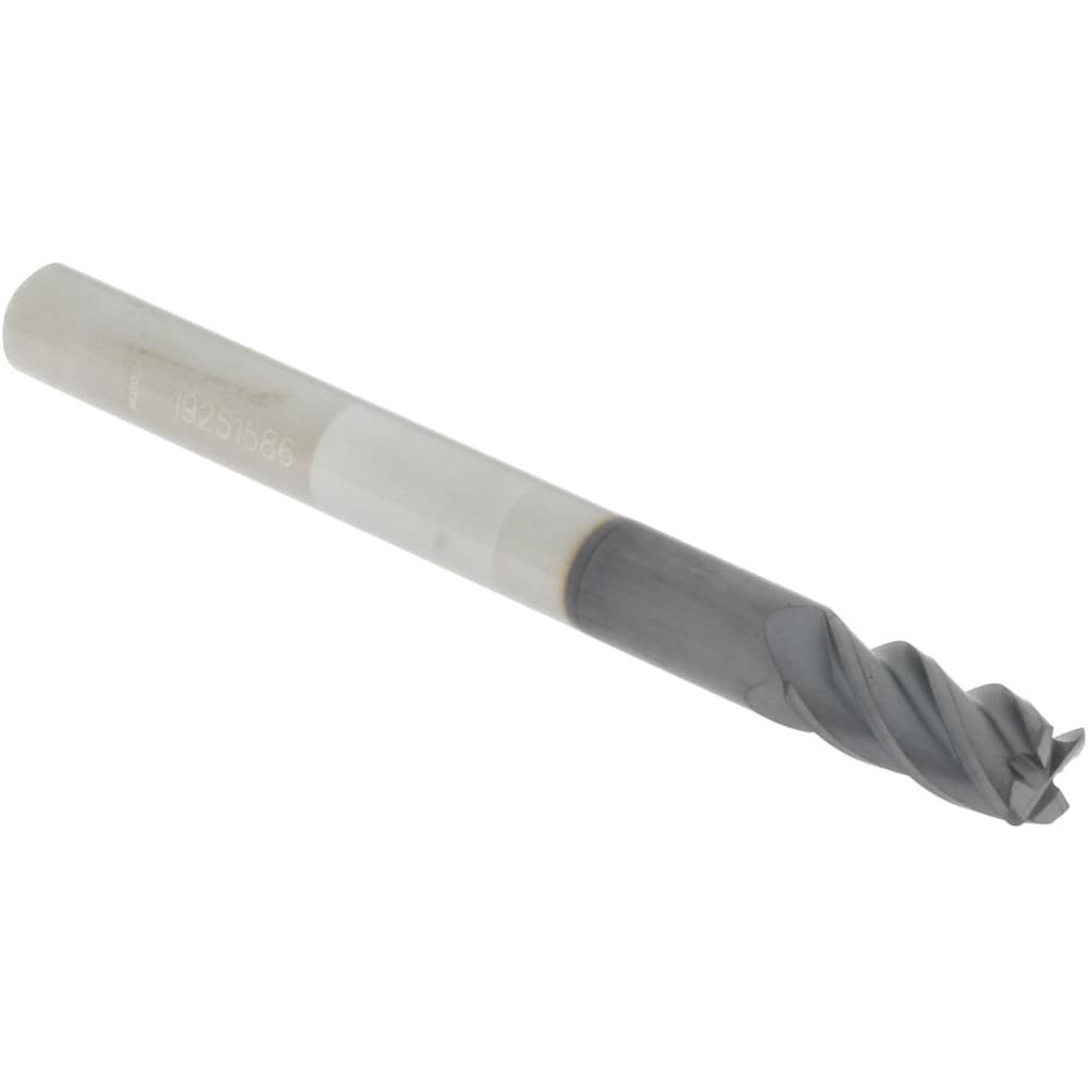 Accupro 14556361 Corner Radius End Mill: 3/16" Dia, 3/8" LOC, 0.015" Radius, 4 Flutes, Solid Carbide Image