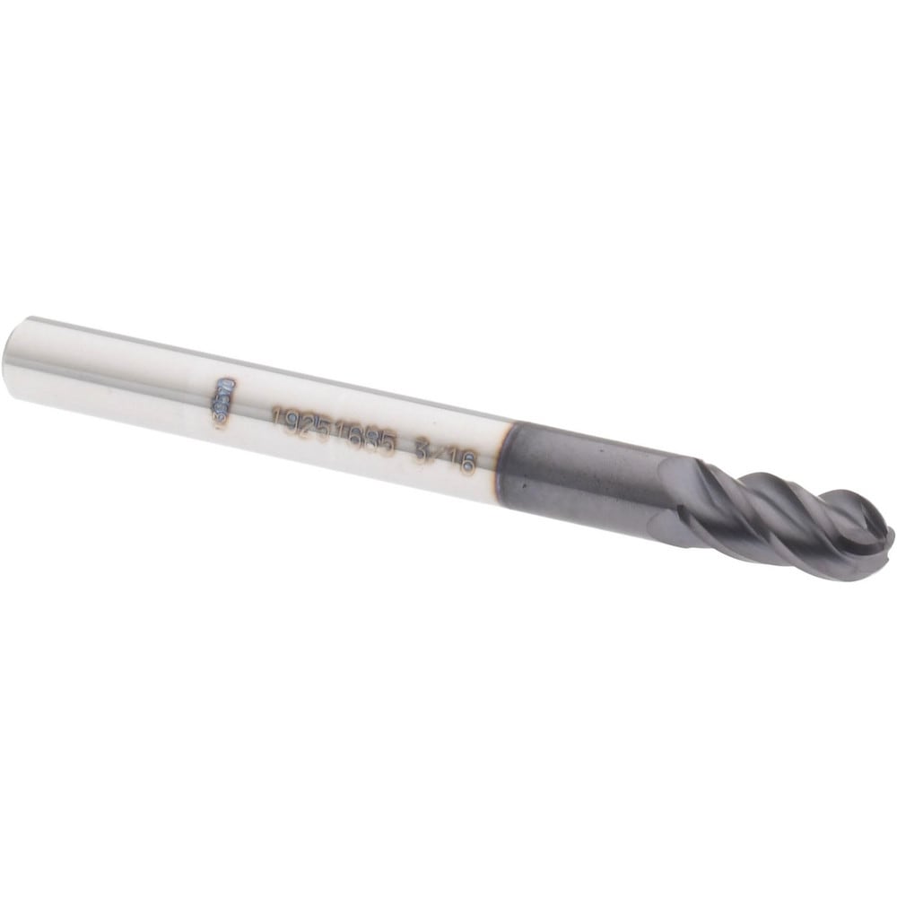 Accupro 14556469 Ball End Mill: 0.1875" Dia, 0.375" LOC, 4 Flute, Solid Carbide Image