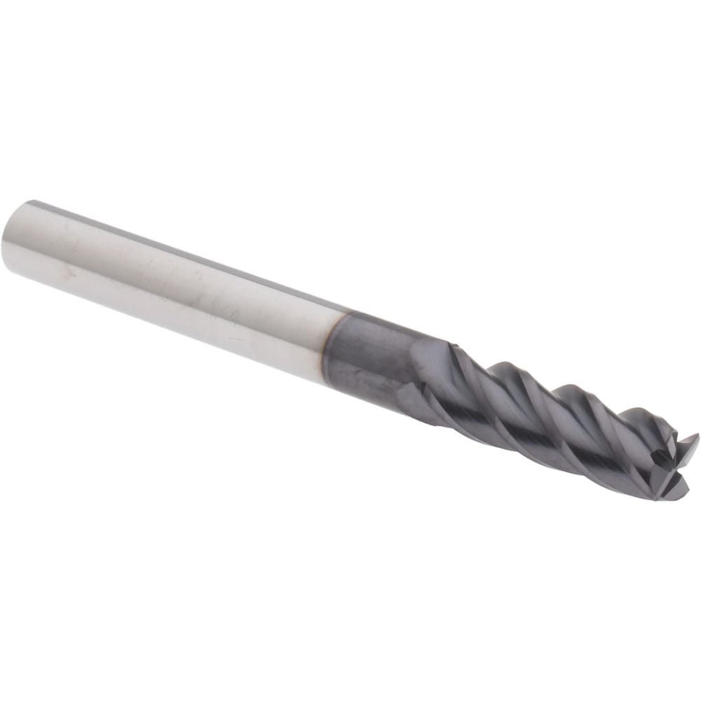 Corner Radius End Mill: 1/4" Dia, 3/4" LOC, 0.01" Radius, 4 Flutes, Solid Carbide