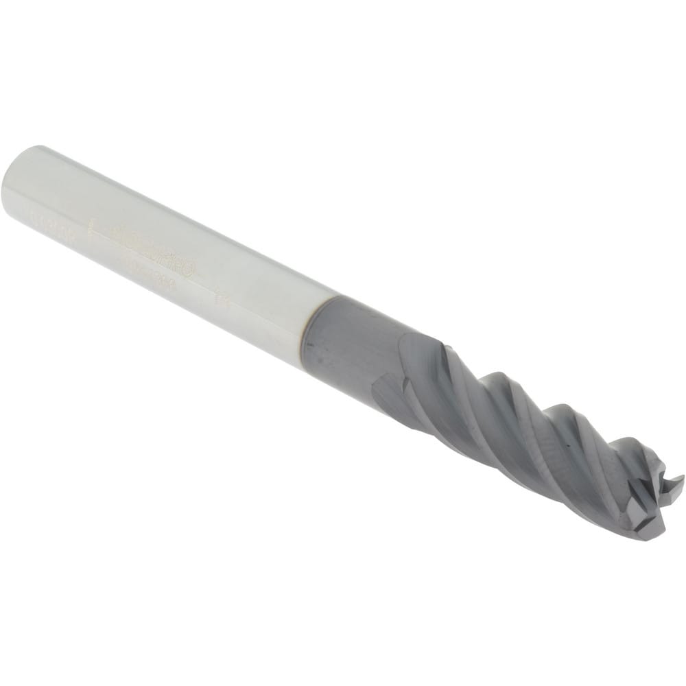 Corner Radius End Mill: 1/4" Dia, 3/4" LOC, 0.03" Radius, 4 Flutes, Solid Carbide