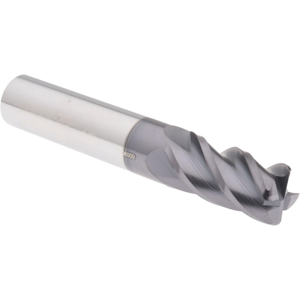 Accupro 14556433 Corner Radius End Mill: 1/2" Dia, 1" LOC, 0.06" Radius, 4 Flutes, Solid Carbide 