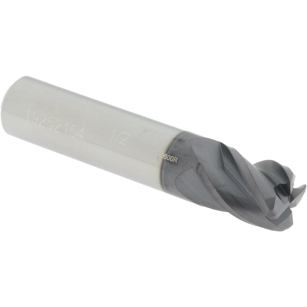 Corner Radius End Mill: 1/2" Dia, 5/8" LOC, 0.06" Radius, 4 Flutes, Solid Carbide