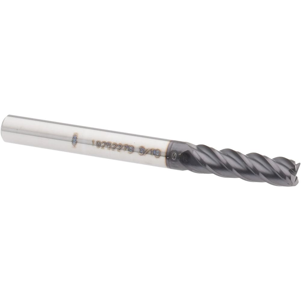 Accupro 14556365 Corner Radius End Mill: 3/16" Dia, 5/8" LOC, 0.01" Radius, 4 Flutes, Solid Carbide Image