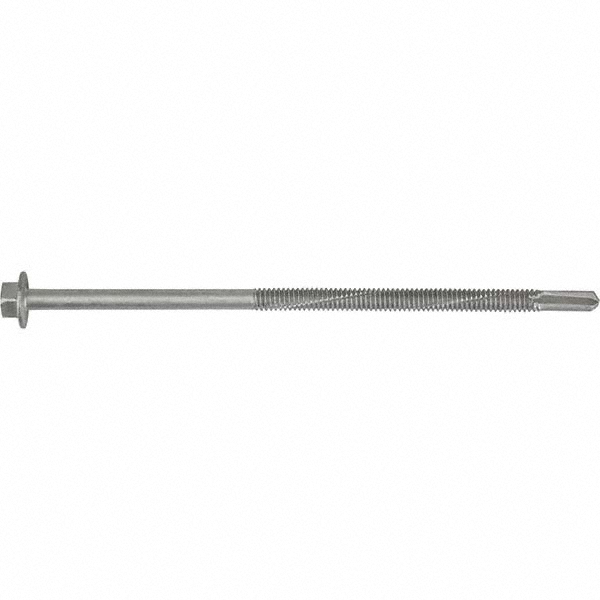 DeWALT Anchors & Fasteners 1/4, Hex Washer Head, Hex Drive, 6" Length Under Head, #5 Point, Self Drilling Screw - Carbon Steel, Silver StalGard Finish