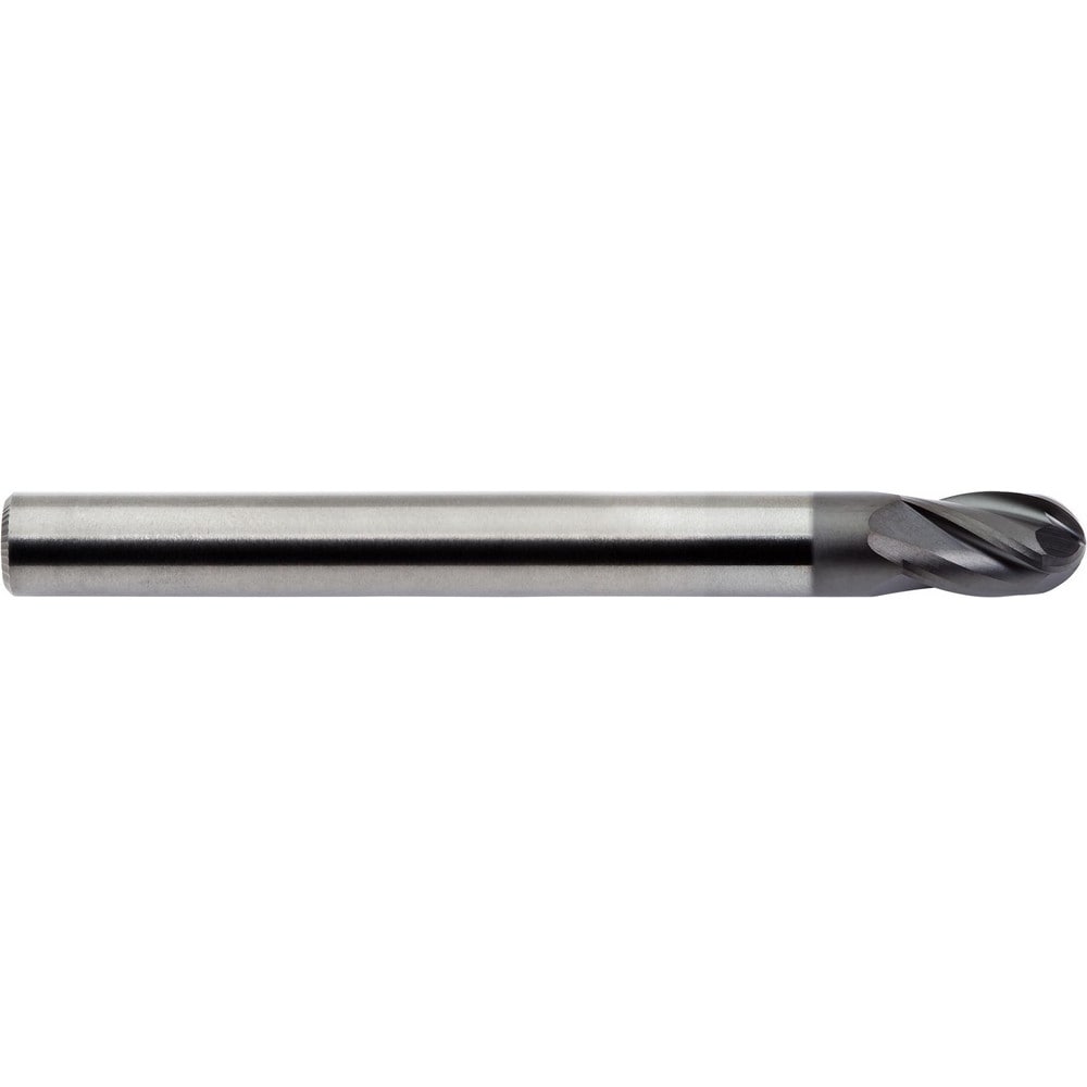 Ball End Mill: 0.1875" Dia, 4 Flute, Solid Carbide