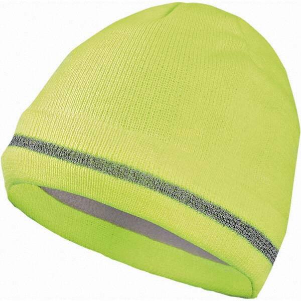 Beanie Hat: Size Universal, Yellow, Acrylic Watch Cap, One Size Fits All & Reflective Stripe