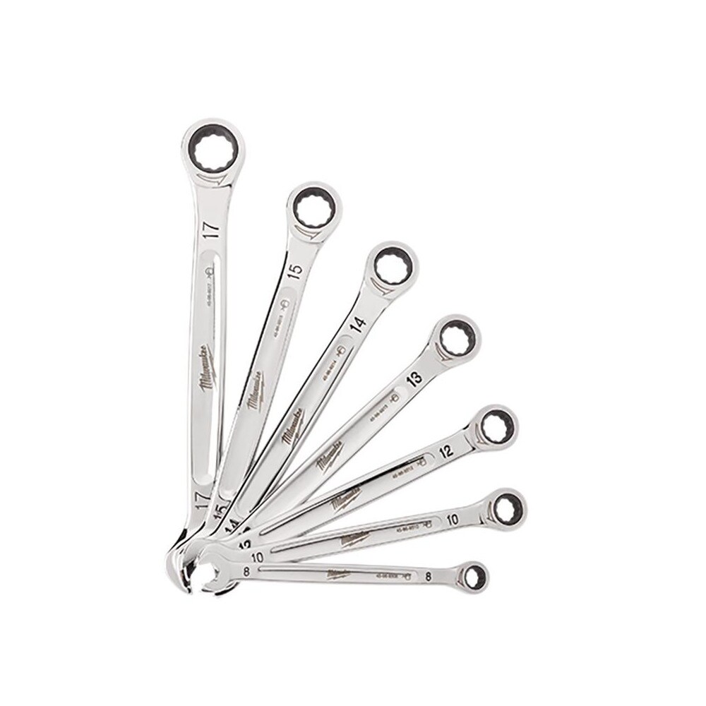 Ratcheting Combination Wrench Set: 7 Pc, Metric