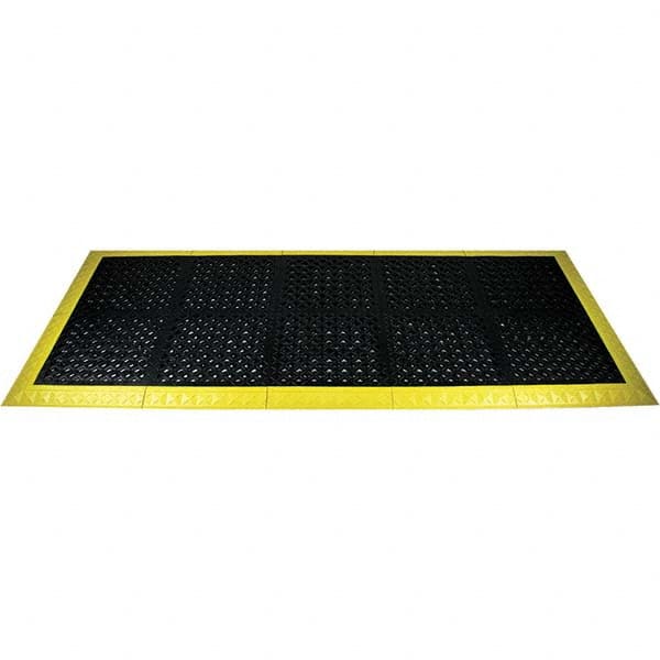 Ergo Advantage A2BZ3 Anti-Fatigue Modular Tile Mat: Dry Environment, 3" Length, 44" Wide, 1" Thick, Beveled Edge, Black & Yellow 
