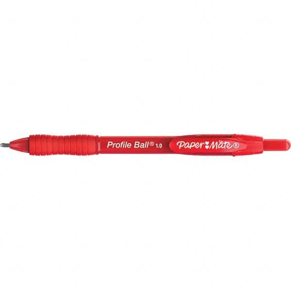 Retractable Ball Point Pen: 1 mm Tip, Red Ink