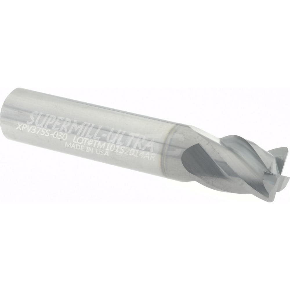 Supermill XPV375S-030 Corner Radius End Mill: 3/8" Dia, 1/2" LOC, 0.03" Radius, 4 Flutes, Solid Carbide 