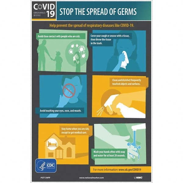 Sign: Rectangle, "COVID 19 STOP THE SPREAD OF GERMS"