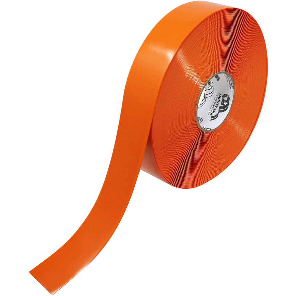 Floor & Aisle Marking Tape:  2" Wide,  100' Long,  PVC - Orange,  Heavy Duty Anti-Skid, Low Profile & Smooth Surface,  Heavy-Duty