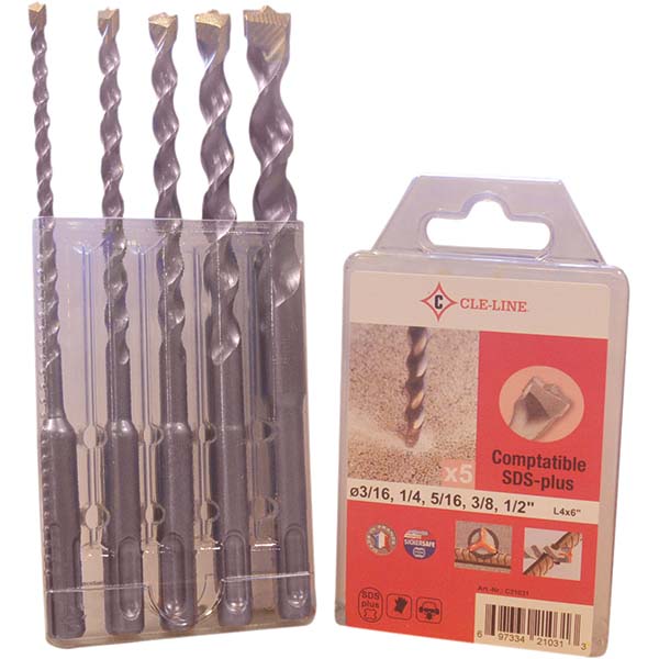 CleLine Drill Bit Set Maintenance Length Drill Bits, 5 Pc, 0.1875