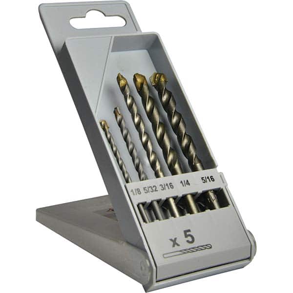 Cle-Line C20929 Drill Bit Set: Maintenance Length Drill Bits, 5 Pc, 0.125" to 0.3125" Drill Bit Size, 118 °, Tungsten Carbide 