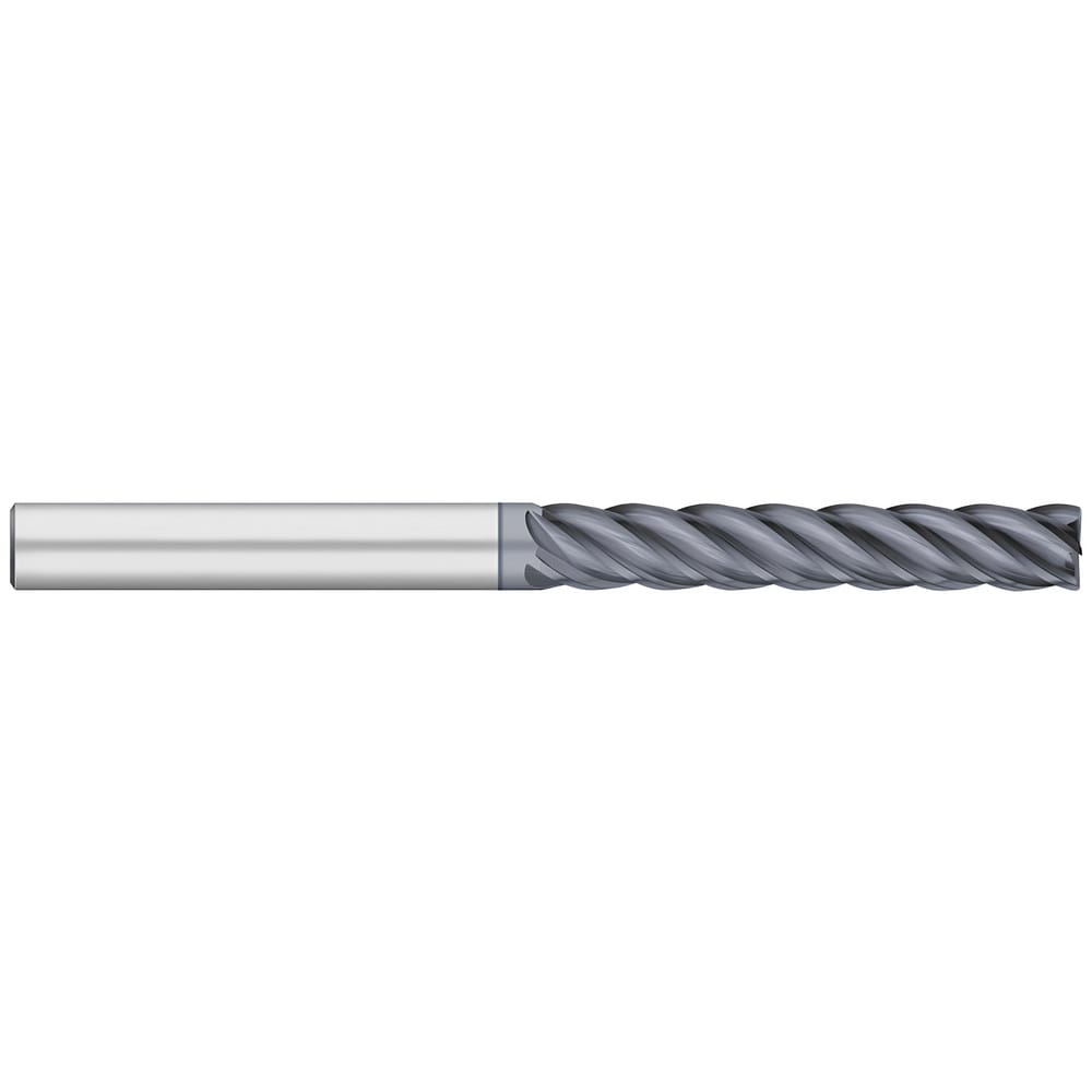 Corner Radius End Mill: 3/8" Dia, 2" LOC, 0.06" Radius, 5 Flutes, Solid Carbide