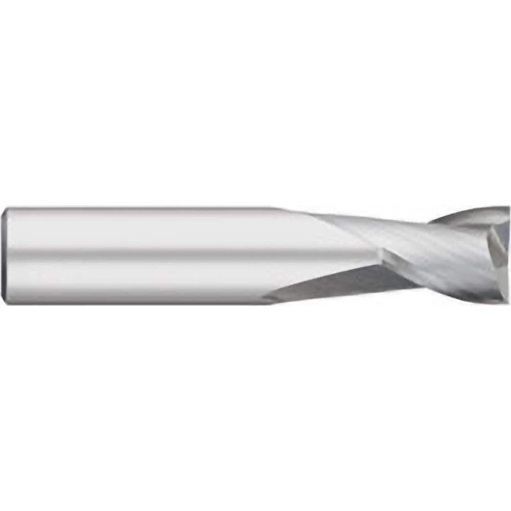 Square End Mill:  0.3125" Dia, 0.5" LOC, 0.3125" Shank Dia, 2" OAL, 2 Flutes, Solid Carbide