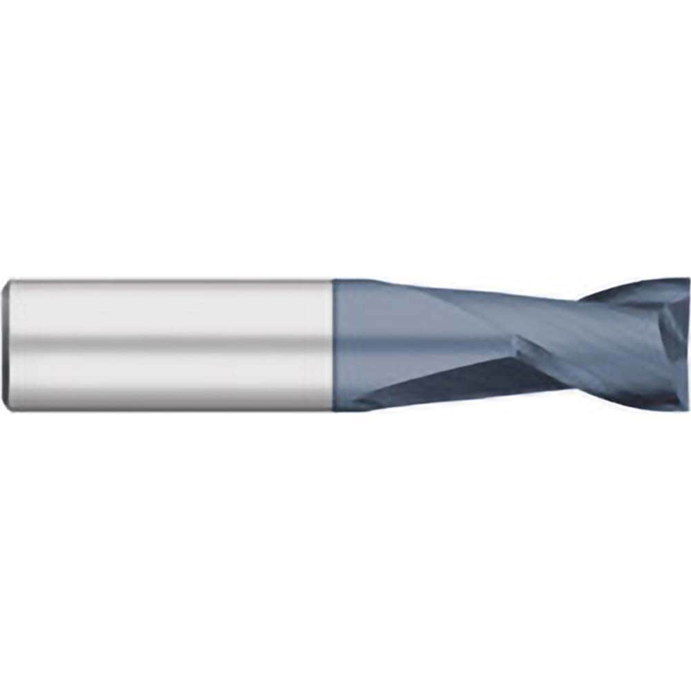 Square End Mill:  0.5000" Dia, 0.625" LOC, 0.5" Shank Dia, 2.5" OAL, 2 Flutes, Solid Carbide