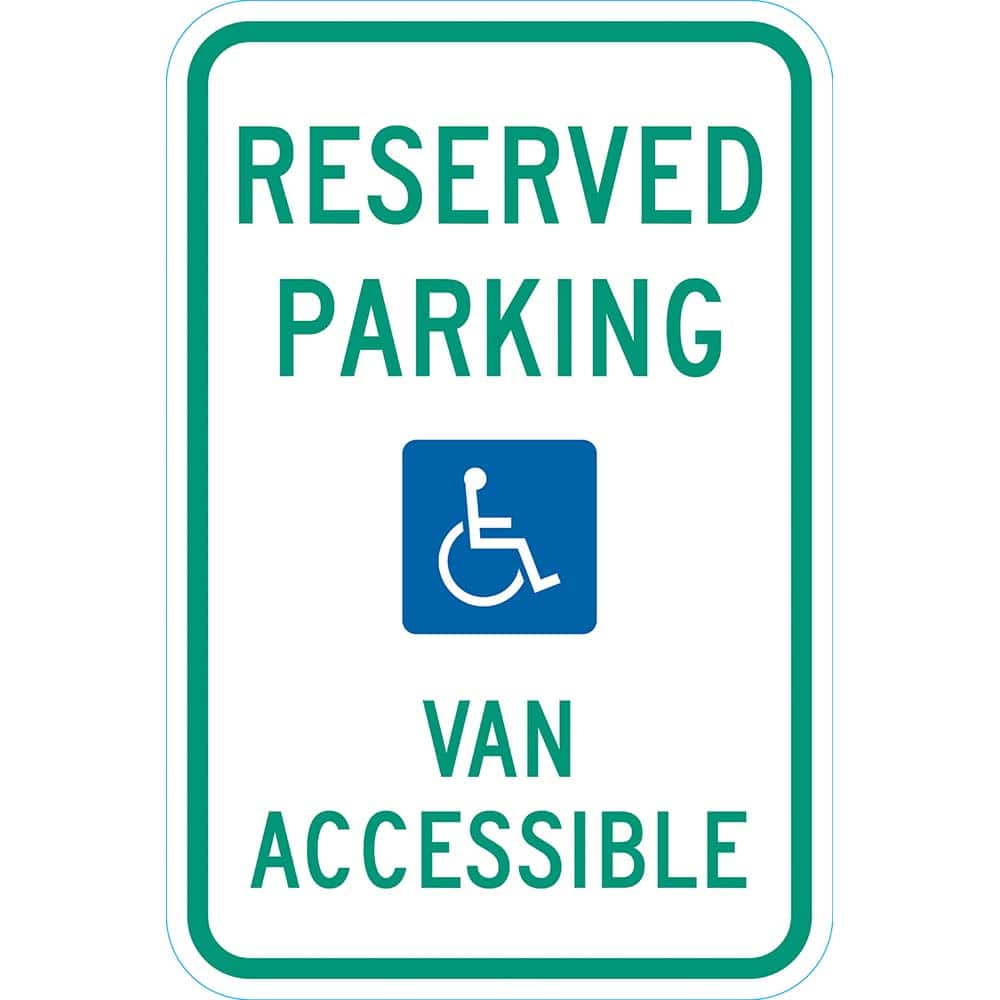 ADA Traffic & Parking & Parking Lot Sign:  Rectangle, " Reserved Parking (w HDCP SYM) Van Accessible,"