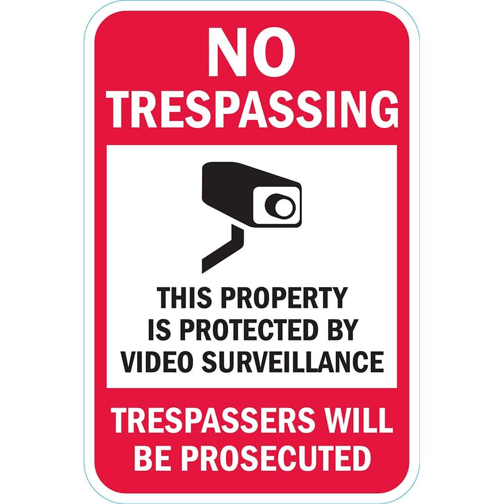 Lyle Signs T1-1074-EG12X18 This Property is Protected By Video Surveillance Trespassers Will Be Prosecuted, Reflective Engineer Grade, 0.063 Aluminum Sign, 12Wx18H 