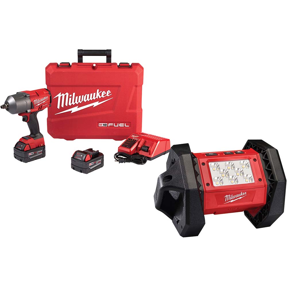 Milwaukee Tool 1/2" Drive 18 Volt Pistol Grip Cordless Impact Wrench & Ratchet 19553130
