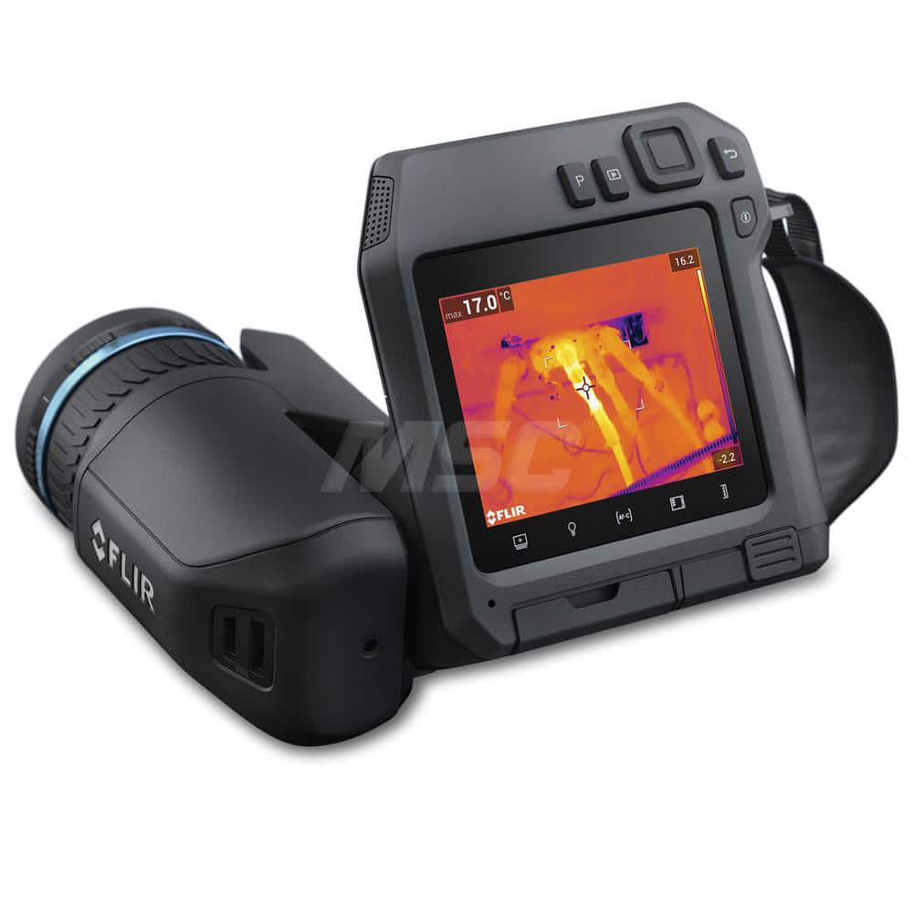 FLIR 79302-0101 Thermal Imaging Cameras; Camera Type: Thermal Imaging IR Camera; Display Type: 4" Color LCD Touchscreen; Compatible Surface Type: Dull; Dark; Light; Shiny; Field Of View: 24 Degree Horizontal x 18 Degree Vertical; Power Source: Li-Ion Rechargeable Battery 