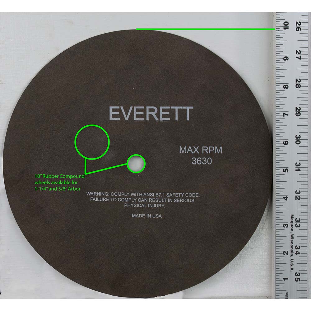 Everett CutOff Wheel 10" Dia, 1/16" Thick, Rubber;Aluminum Oxide