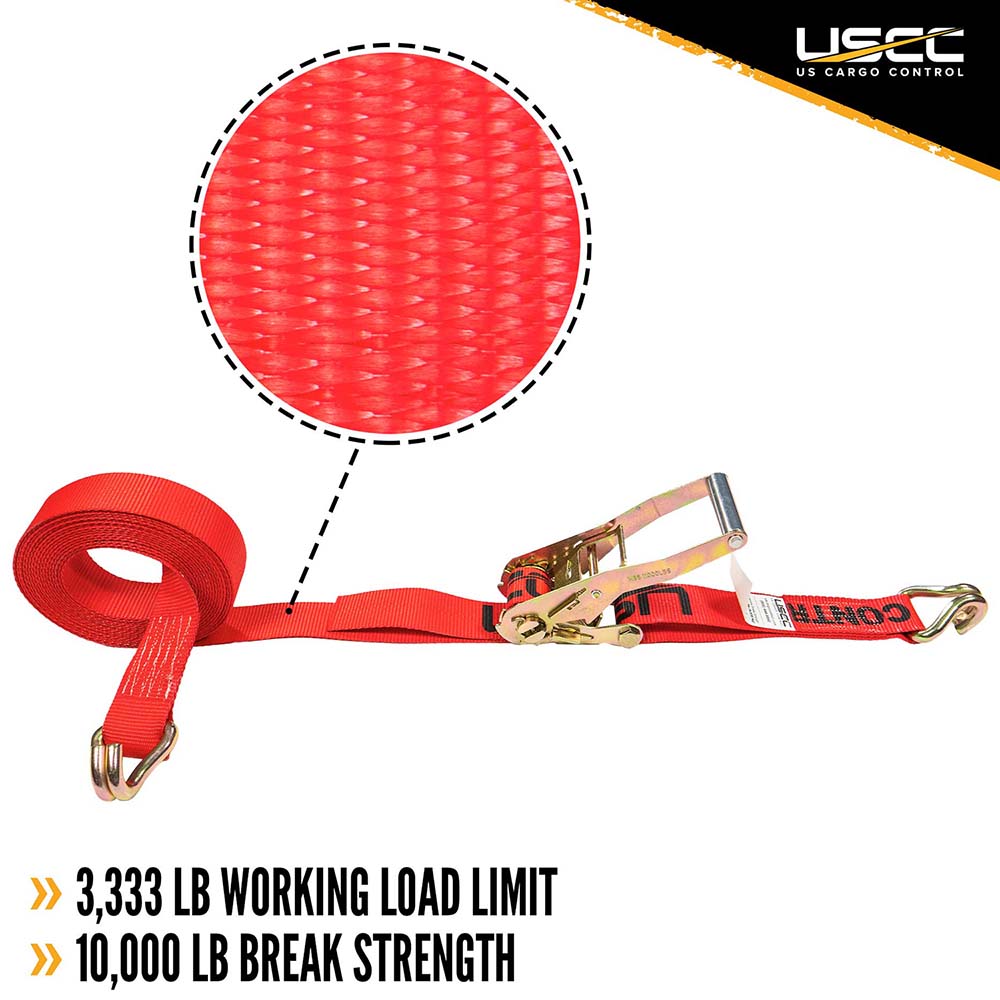 US Cargo Control - Polyester Ratchet Strap Tie Down: 30' Long, 2