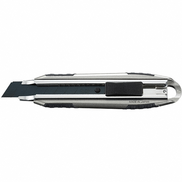Olfa 4.33" Blade Snap Blade Utility Knife - Carbon Steel Blade, Aluminum Die Cast Handle, 6-7/16" OAL, Silver/Black, 1 Pack | Part #1135529