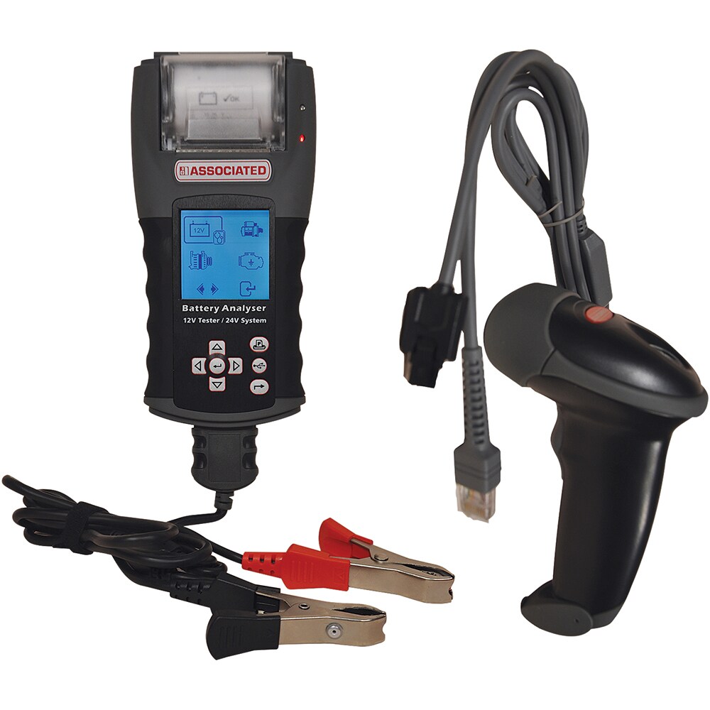Automotive Battery Testers; Type: Digital Battery and System Tester with Integrated Printer ; Voltage: 12 to 24 V dc ; Battery Configuration: One Battery (6V or 12V) ; Cable Length (Feet): 5 ; Cable Length (Inch): 60 ; Voltage: 12 to 24 V dc