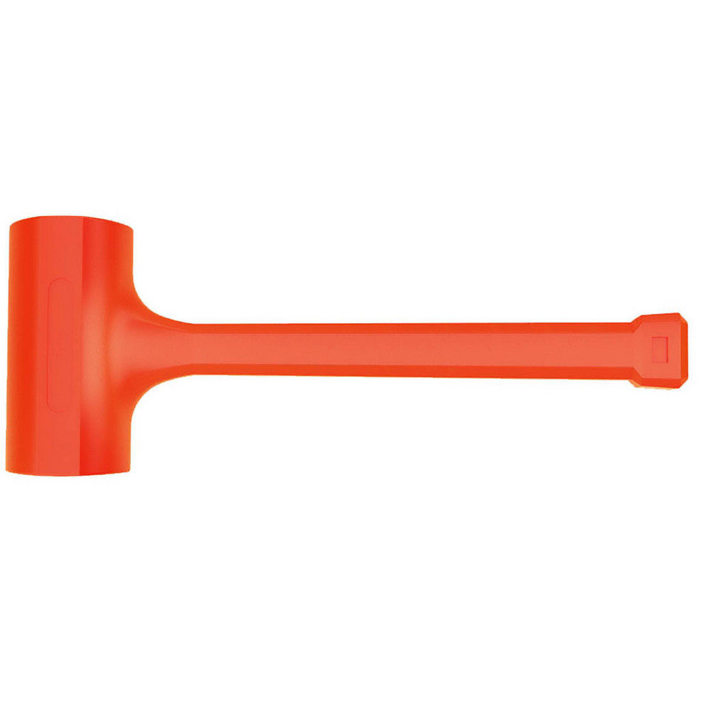 Dead Blow Hammer: 4 lb Head, 2" Face Dia, Rubber Head - 14-1/2" OAL, Rubber Handle