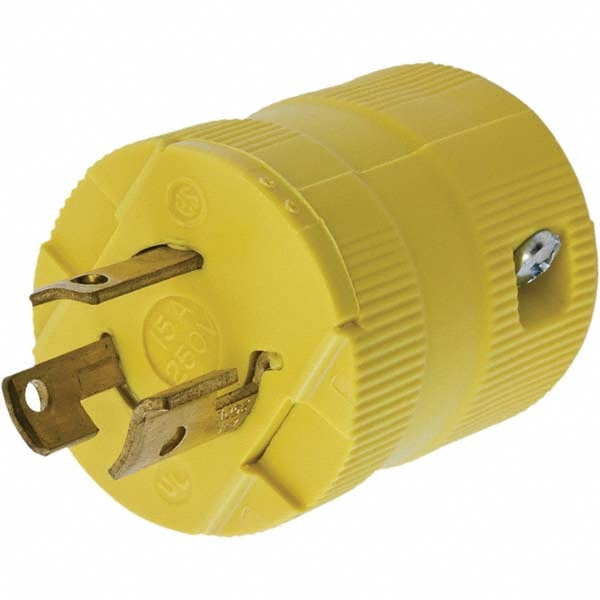 Locking Inlet: Plug, Industrial, L6-15P, 250V, Yellow