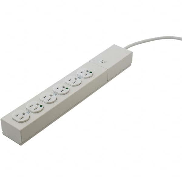 Hubbell Wiring Device-Kellems HBL6HG15 Power Outlet Strips; Amperage: 15 A; Amperage: 15 A; Voltage: 125 V; Protection Type: Surge; Number of Outlets: 6; Mount Type: Direct Plug-In; Number Of Outlets: 6; Mounting Type: Direct Plug-in; Strip Length: 11.1700 in; Cord Length: 15 ft; Voltage: 125 