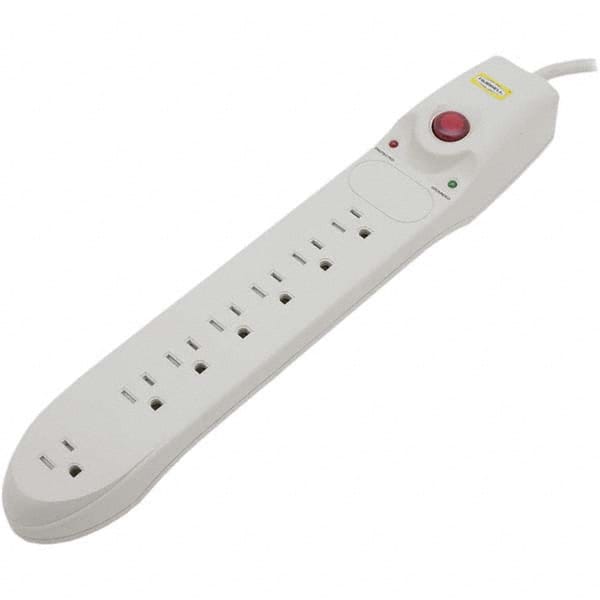 Hubbell Wiring Device-Kellems HBL7PS1050A Power Outlet Strips; Amperage: 15 A; Amperage: 15 A; Voltage: 125 V; Protection Type: Surge; Number of Outlets: 7; Mount Type: Direct Plug-In; Number Of Outlets: 7; Mounting Type: Direct Plug-in; Strip Length: 14.8800 in; Cord Length: 6 ft; Voltage: 125 V 