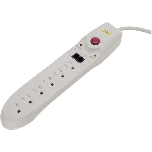 Hubbell Wiring Device-Kellems HBL6PS1050MA Power Outlet Strips; Amperage: 15 A; Amperage: 15 A; Voltage: 125 V; Protection Type: Surge; Number of Outlets: 6; Mount Type: Direct Plug-In; Number Of Outlets: 6; Mounting Type: Direct Plug-in; Strip Length: 12.9100 in; Cord Length: 6 ft; Voltage: 125 V 