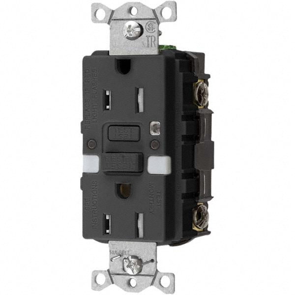 GFCI Receptacles; Grade: Commercial ; NEMA Configuration: 5-15R ; Amperage: 15 ; Reset Type: Manual ; Wiring Method: Back ; Number of Phases: 1