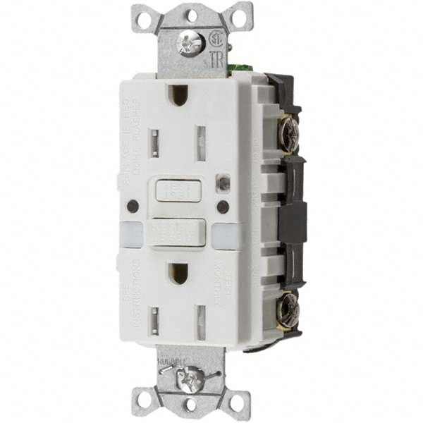 GFCI Receptacles; Grade: Commercial ; NEMA Configuration: 5-15R ; Amperage: 15 ; Reset Type: Manual ; Wiring Method: Back ; Number of Phases: 1