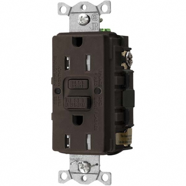 GFCI Receptacles; Grade: Commercial ; NEMA Configuration: 5-15R ; Amperage: 15 ; Reset Type: Manual ; Wiring Method: Back ; Number of Phases: 1